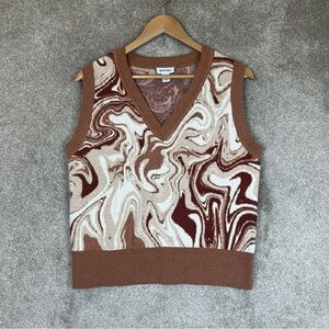 Neon Rose Sweater Womens Small Peach Sleeveless Pullover Knit V Neck- 9443*